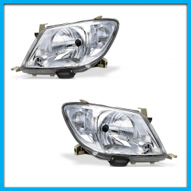 Juego de 2 Faros Principales para Hilux Auto Magic con Fondo Cromado y Cuarto Blanco