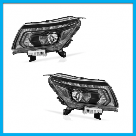 Juego de 2 Faros Principales para NP300 Frontier Auto Magic Full LED con Fondo Negro