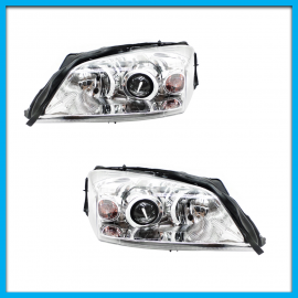 Juego de 2 Faros Principales para Astra Auto Magic Fondo Cromado y Lupa