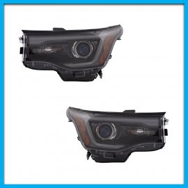 Juego de 2 Faros Principales para Acadia DEPO con Fondo Negro, Luz de Día y Reflejante Ámbar