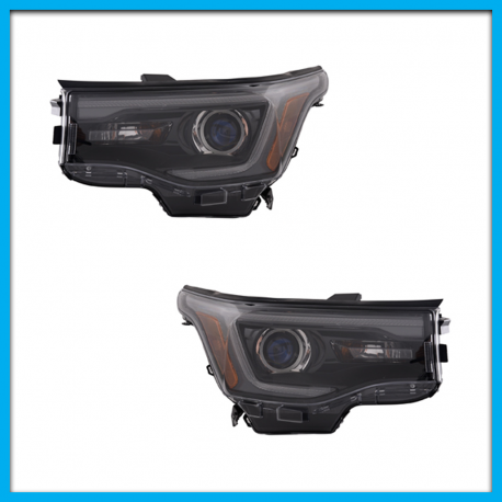 Juego de 2 Faros Principales para Acadia DEPO con Fondo Negro, Luz de Día y Reflejante Ámbar