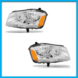 Juego de 2 Faros Principales para Avenger Eagle Eyes con Fondo Cromado y Reflejante Ámbar