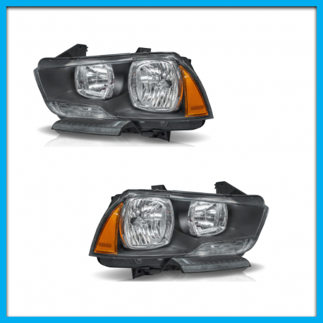 Juego de 2 Faros Principales para Charger Eagle Eyes con Fondo Negro y Reflejante Ámbar