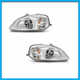 Juego de 2 Faros Principales para Civic Coupé Eagle Eyes con Fondo Cromado