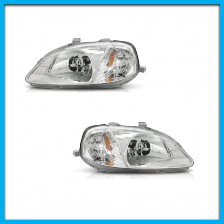Juego de 2 Faros Principales para Civic Coupé Eagle Eyes con Fondo Cromado
