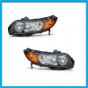 Juego de 2 Faros Principales para Civic Sedán Eagle Eyes con Cuarto Ámbar y Marco Negro