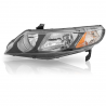 Faro Principal Izquierdo con Fondo Cromado, Marco Negro y Reflejante Ámbar Eagle Eyes para Civic Sedán