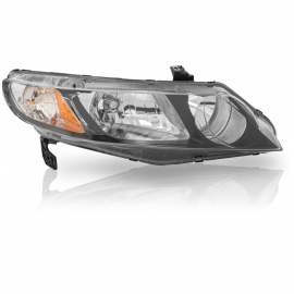 Faro Principal Derecho con Fondo Cromado, Marco Negro y Reflejante Ámbar Eagle Eyes para Civic Sedán