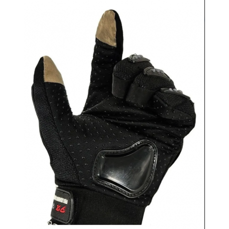 Guantes Negros Completos con Protecciones y Touch para Motociclista