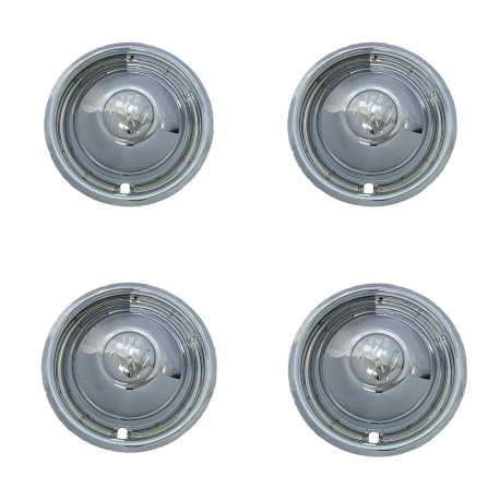 Juego de Tapones Completos de Rin 15 Cromados para VW Sedan, Combi, Safari, Brasilia