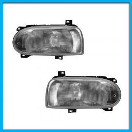 Juego de 2 Faros Principales para Golf A3 Diforza con Vidrio Rayado y Base