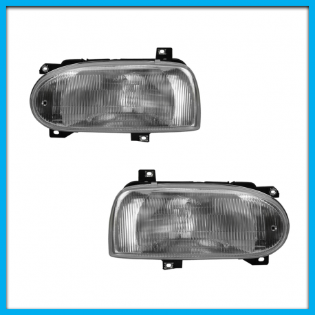 Juego de 2 Faros Principales para Golf A3 Diforza con Vidrio Rayado y Base