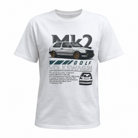 Camiseta Blanca Cuello Redondo "Volklswagen Golf Mk2"