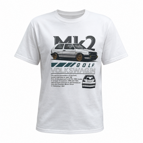 Camiseta Blanca Cuello Redondo "Volklswagen Golf Mk2"