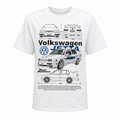 Camiseta Blanca Cuello Redondo "Volklswagen Jetta Mk3 The Fast And The Furious"