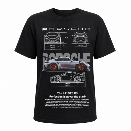 Camiseta Negra Cuello Redondo "Porsche 911 GT3 RS"