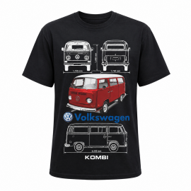 Camiseta Negra Cuello Redondo "Volklswagen Kombi"