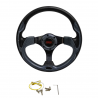 Volante Automotriz Universal con Cubierta de Vinil Negra e Injertos Negros Tipo Fibra de Carbón Tunix