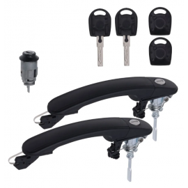 Kit de Manijas Exteriores de Puertas Delanteras sin Lado Negras con Llaves y Cilindro de Arranque para Pointer G4