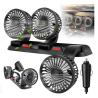 Ventilador Negro de 3 Cabezas Ajustables con Conector a Encendedor