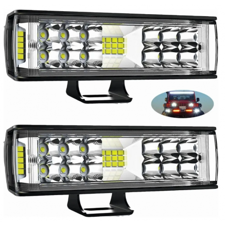 Par de Faros Auxiliares Triple Fila de 34 Leds Luz Blanca