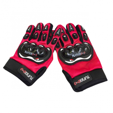 Par de Guantes Rojos Grandes para Motociclista Completos Tunix