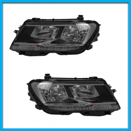 Juego de 2 Faros Principales para Tiguan USA DEPO con Fondo Negro