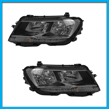 Juego de 2 Faros Principales para Tiguan USA DEPO con Fondo Negro