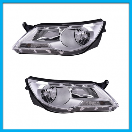 Juego de 2 Faros Principales para Tiguan DEPO con Fondo Cromado