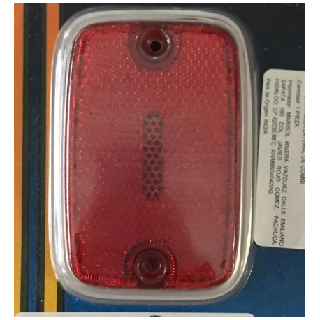 Reflejante Rojo Lateral con Base Plata para Combi