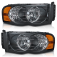 Juego de Faros Principales Negros Auto Magic para RAM 1500, RAM 2500