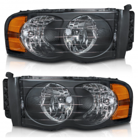 Juego de Faros Principales Negros Auto Magic para RAM 1500, RAM 2500