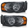 Juego de Faros Principales Negros Auto Magic para RAM 1500, RAM 2500