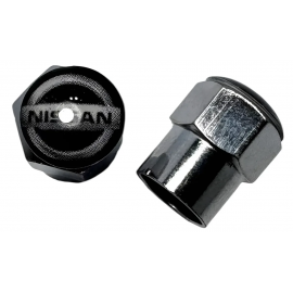 Juego de 4 Tapones de Válvulas de Rueda Cromados con Logo Nissan