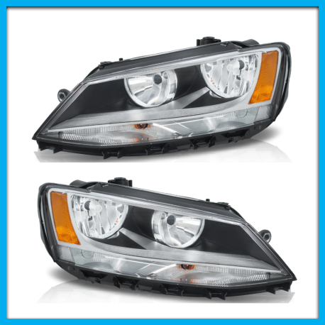 Juego de 2 Faros Principales para Jetta A6 Bicentenario Auto Magic con Cuarto Ámbar