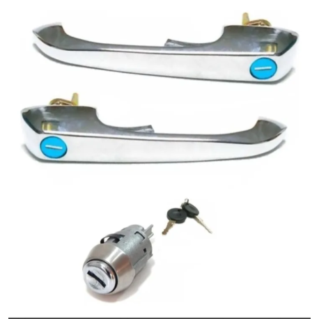 Kit de Manijas Exteriores de Puerta sin Lado Cromada con Llaves y Switch de Encendido para Combi