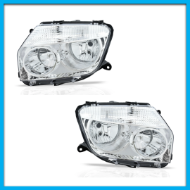Juego de 2 Faros Principales para Duster Auto Magic con Fondo Cromado