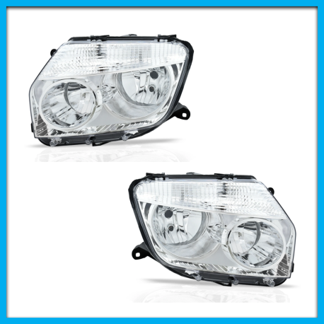 Juego de 2 Faros Principales para Duster Auto Magic con Fondo Cromado
