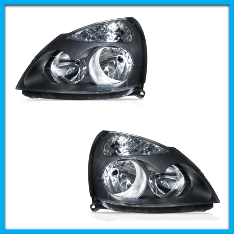 Juego de 2 Faros Principales para Clio Auto Magic con Fondo Negro