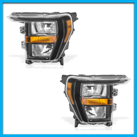 Juego de 2 Faros Principales para F150 Lobo Auto Magic Negros con Focos