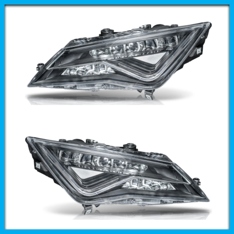 Juego de 2 Faros Principales para Leon MK3 Auto Magic con Luz LED sin Balastra