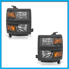 Juego de 2 Faros Principales para Silverado Cheyenne Auto Magic con Bisel Negro