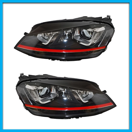 Juego de 2 Faros Principales para Golf A7 Auto Magic con Lupa y Luz LED Tipo R-Line
