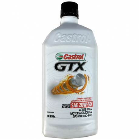 Botella de Aceite Castrol GTX Multigrado Mineral 20W-50 para Motores a Gasolina