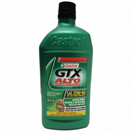 Aceite Multigrado Mineral SAE 25W-60 Castrol GTX para Más de 100,000 Kilómetros