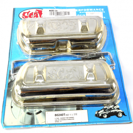 Juego de Tapas de Punterias Cromadas con Grabado Scat para VW Sedan, Brasilia, Safari, Combi, Hormiga