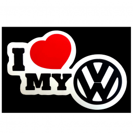 Calcomanía Externa de Vinil con Mensaje I LOVE MY VW