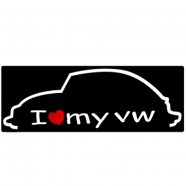 Calcomanía Externa de Vinil con Leyenda I love my VW Silueta