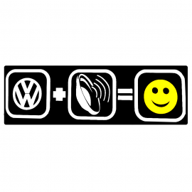 Calcomanía Externa de Vinil con Imágen VW mas Audio Igual a Felicidad