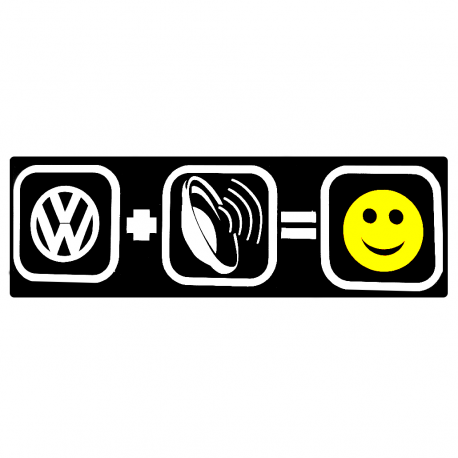 Calcomanía Externa de Vinil con Imágen VW mas Audio Igual a Felicidad